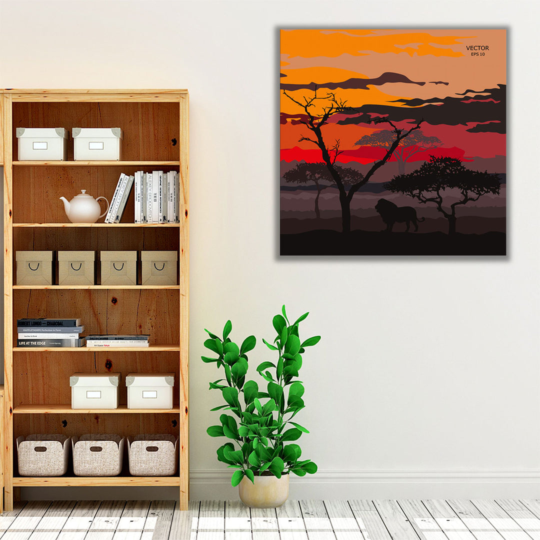 African Tribal Landscape Art - Canvas Print Wall Art