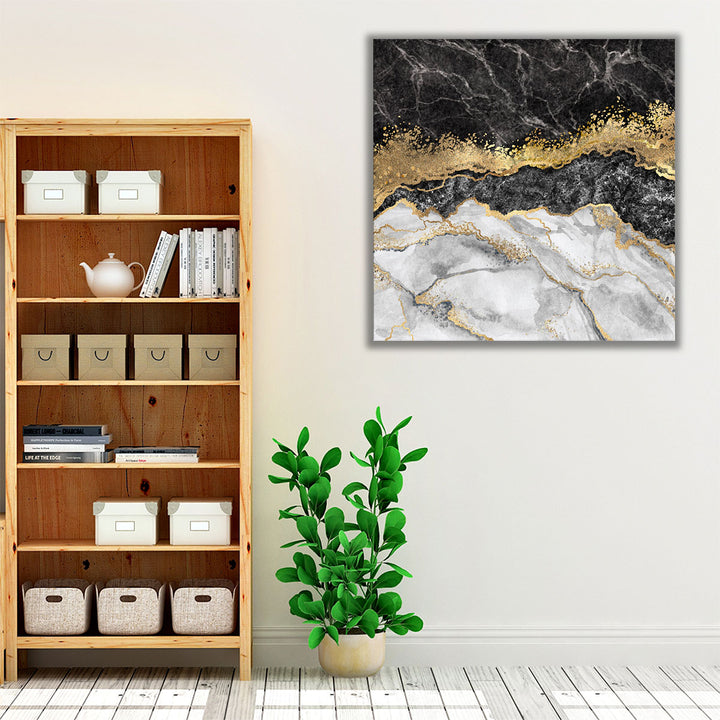 Abstract Creative Texture of Marble, Black and Gold - Canvas Print Wall Art