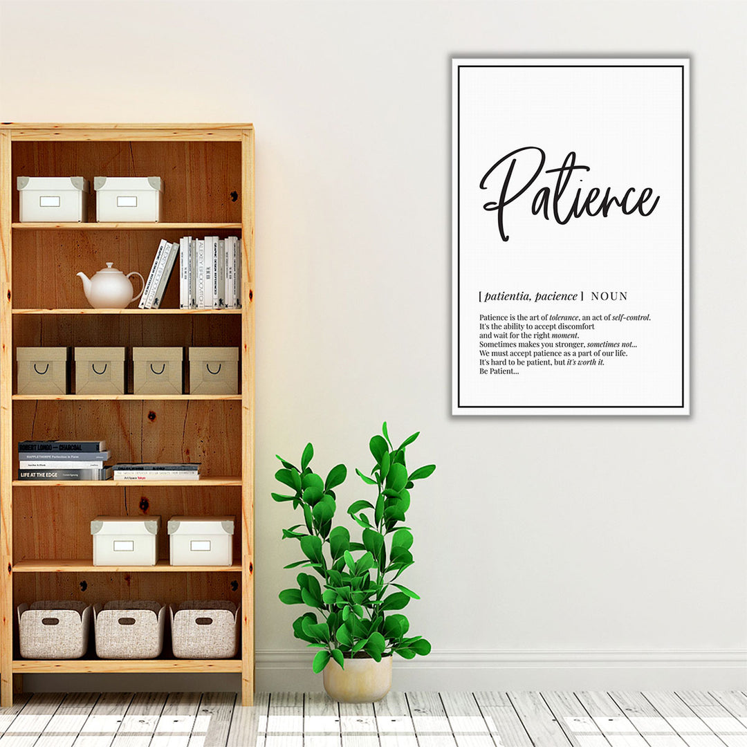 Patience Definition, Minimalist Wall Art - Canvas Print Wall Art