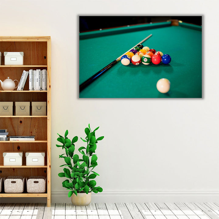 Pool Table With Props - Canvas Print Wall Art