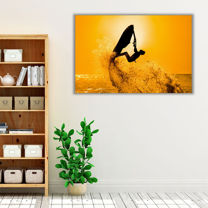 Man Driving Jet Ski in Freestyle - Canvas Print Wall Art