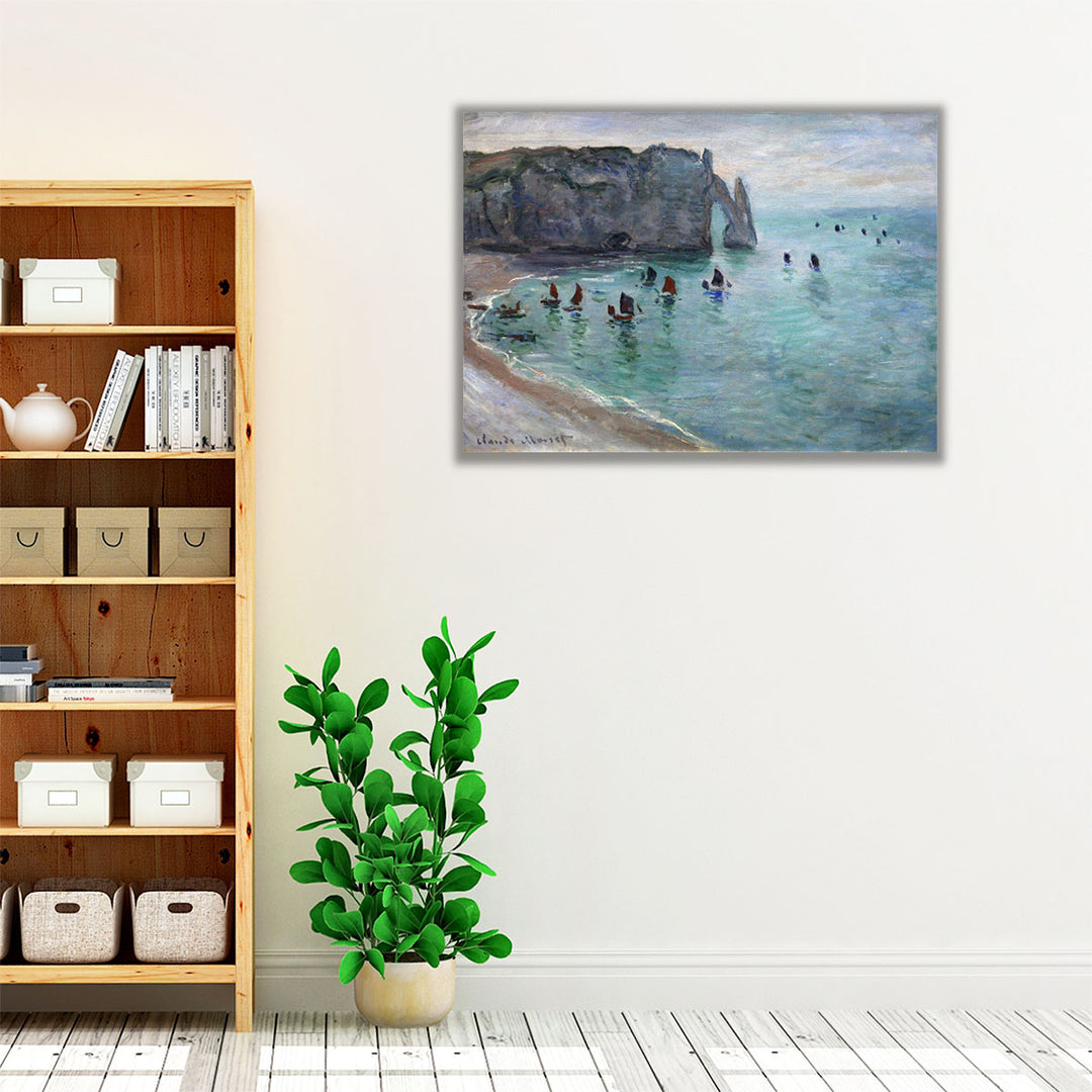 Etretat, Fishing Boats Leaving the Harbor - Canvas Print Wall Art