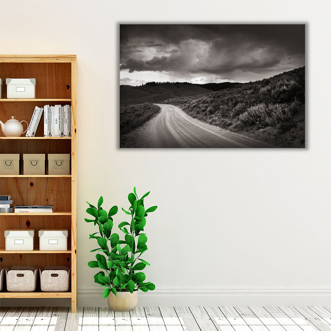 Stanley Basin Road Black and White - Canvas Print Wall Art