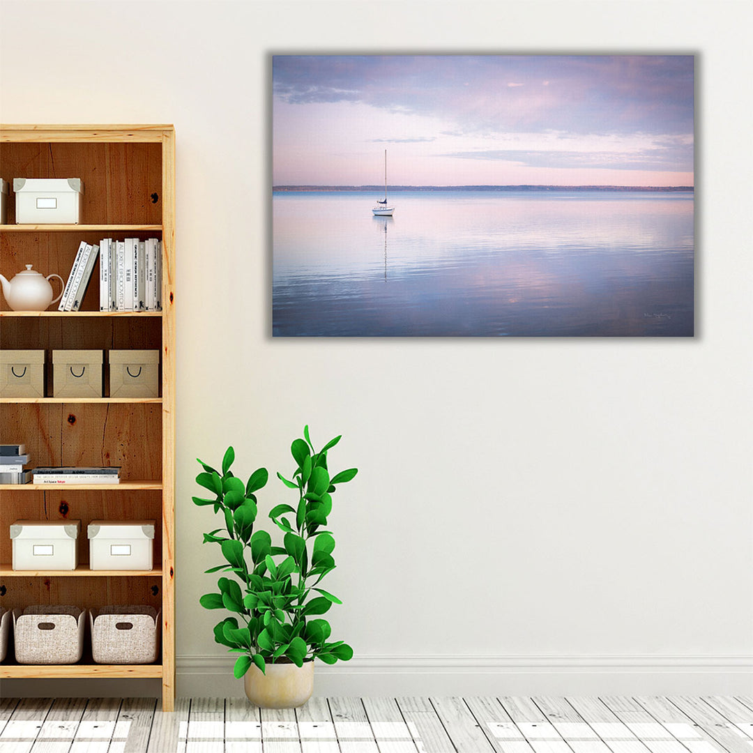 Sailboat in Bellingham Bay I Vignette - Canvas Print Wall Art