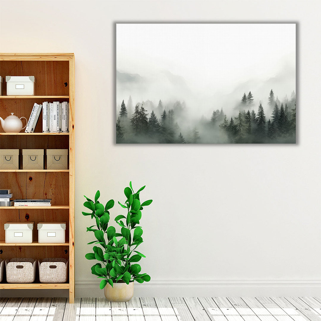 Misty Forest Whispers - Canvas Print Wall Art