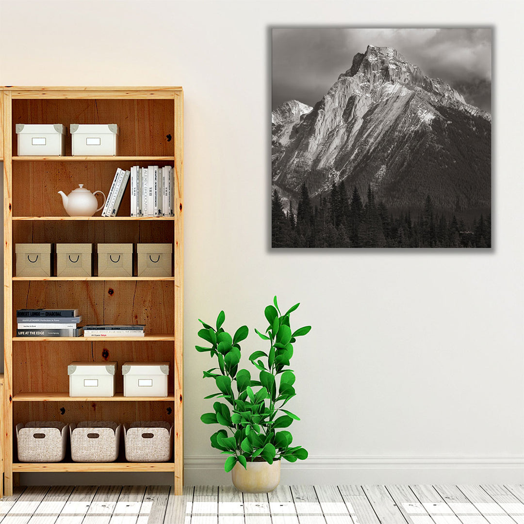 Canadian Rockies Black and White - Canvas Print Wall Art