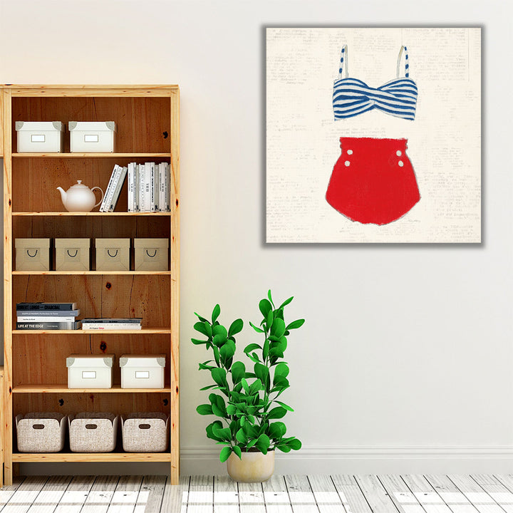 Retro Swimwear IV Newsprint - Canvas Print Wall Art