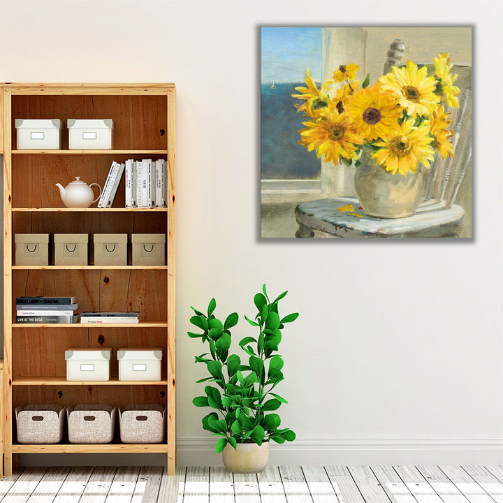 Sunflowers by the Sea - Canvas Print Wall Art