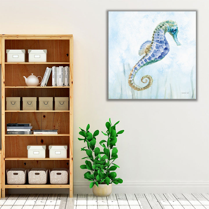 Undersea Seahorse Swimming II - Canvas Print Wall Art