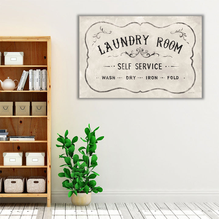 Laundry Day VII Black and White - Canvas Print Wall Art