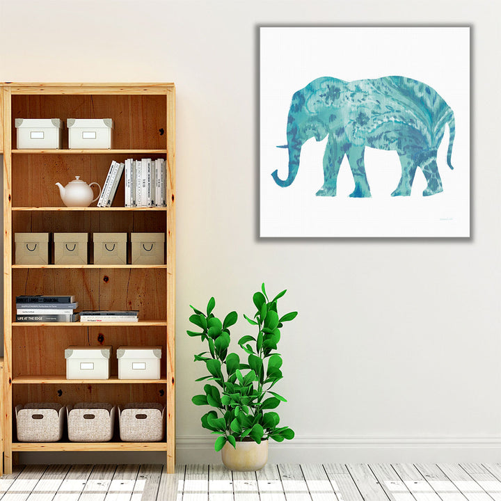 Boho Teal Elephant II - Canvas Print Wall Art