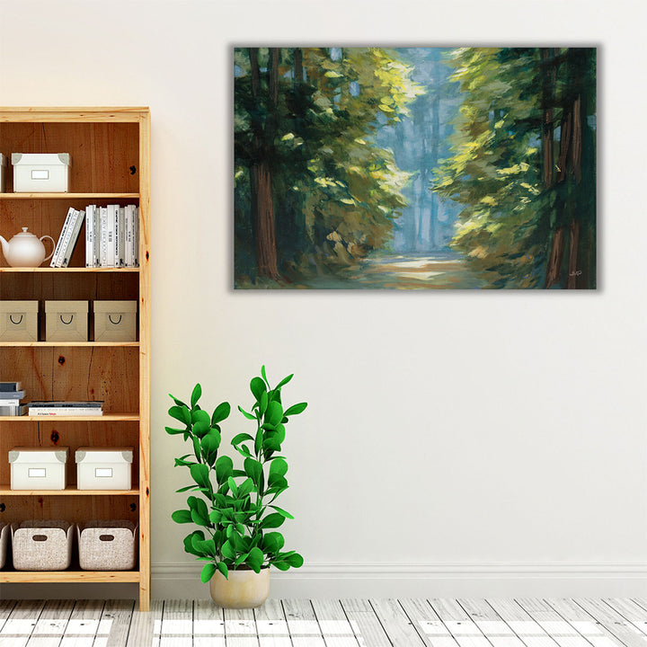 Sunlit Forest Blue - Canvas Print Wall Art