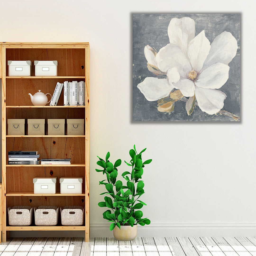 Serene Magnolia Black and White - Canvas Print Wall Art