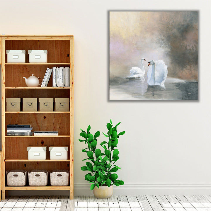 Swans in Mist - Canvas Print Wall Art