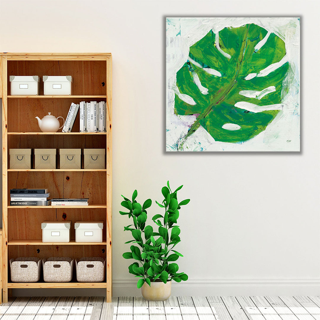 Single Leaf Play on White - Canvas Print Wall Art