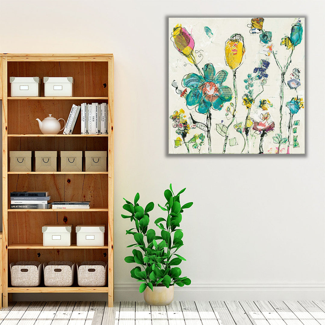 Doodle Garden Cream - Canvas Print Wall Art