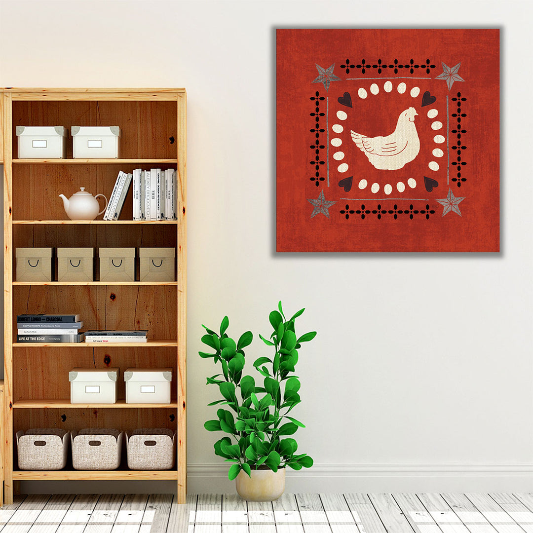 Little Red Farm Tile III - Canvas Print Wall Art