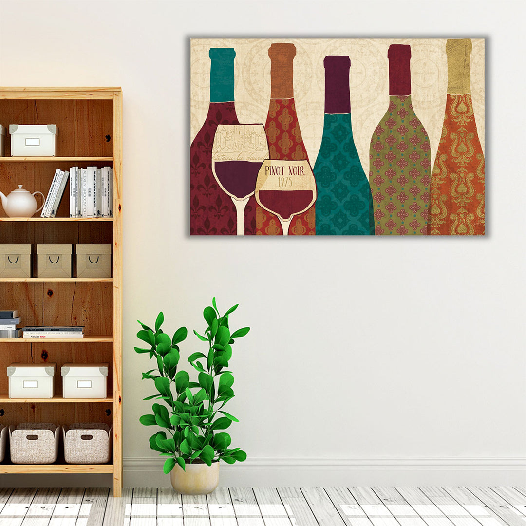 Wine Collage I with Glassware - Canvas Print Wall Art