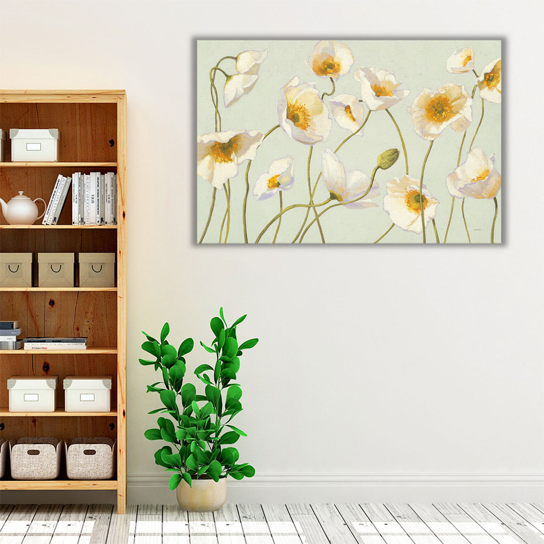 White and Bright Poppies - Canvas Print Wall Art