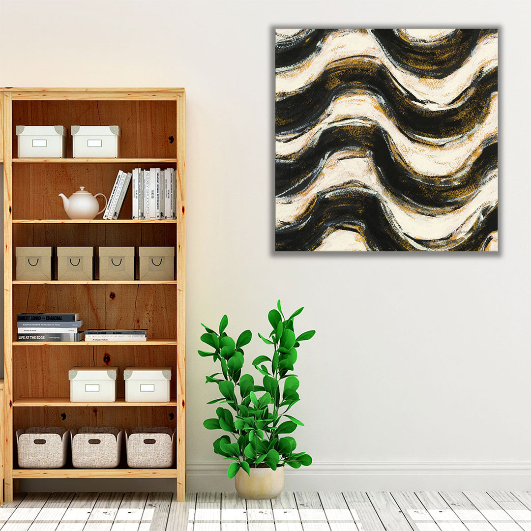 Black and Gold Geometric V - Canvas Print Wall Art