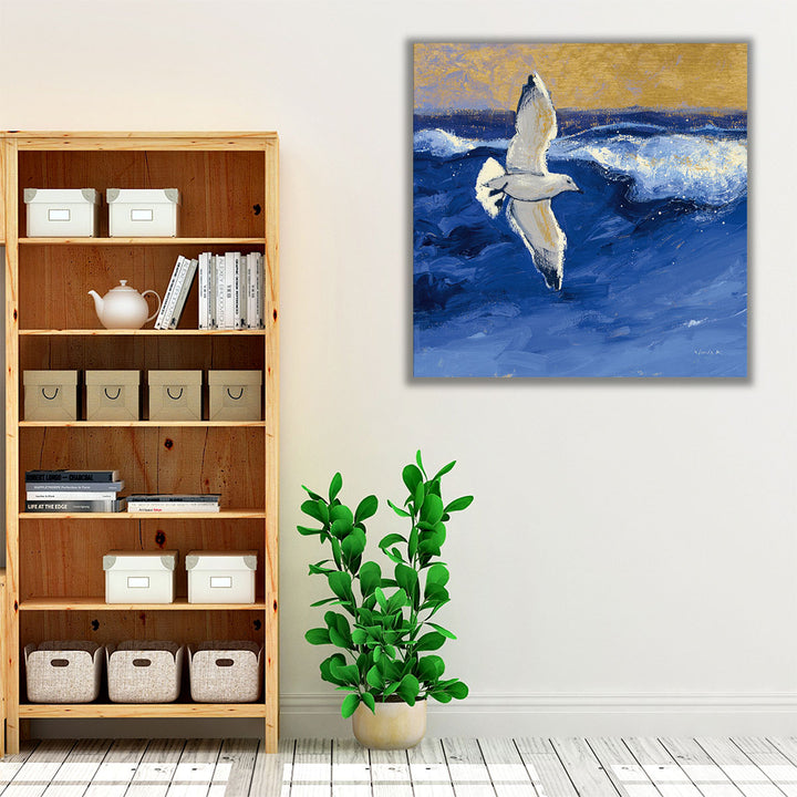 Seagulls with Gold Sky II - Canvas Print Wall Art