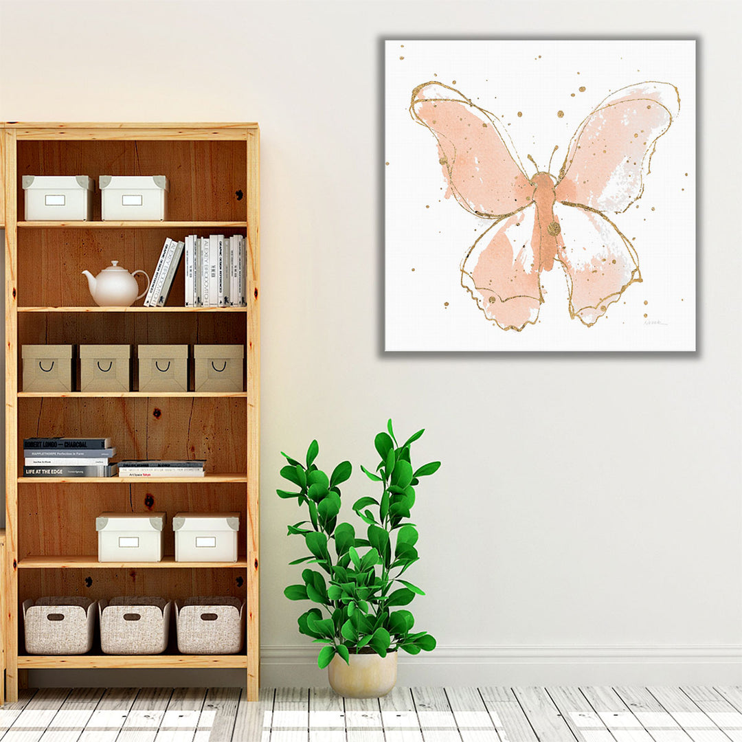 Gilded Butterflies II Pink - Canvas Print Wall Art