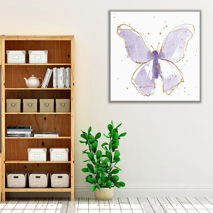 Gilded Butterflies II Purple - Canvas Print Wall Art