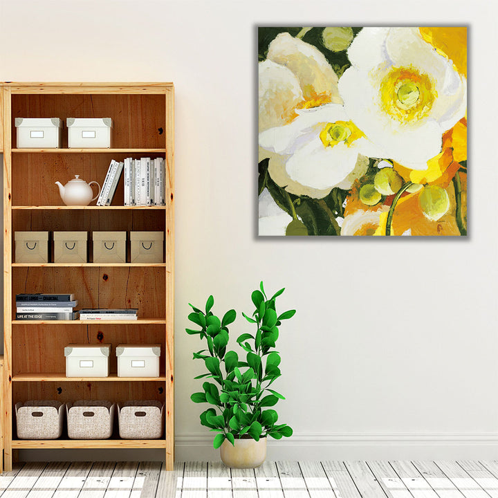 White Anemones Up Close - Canvas Print Wall Art