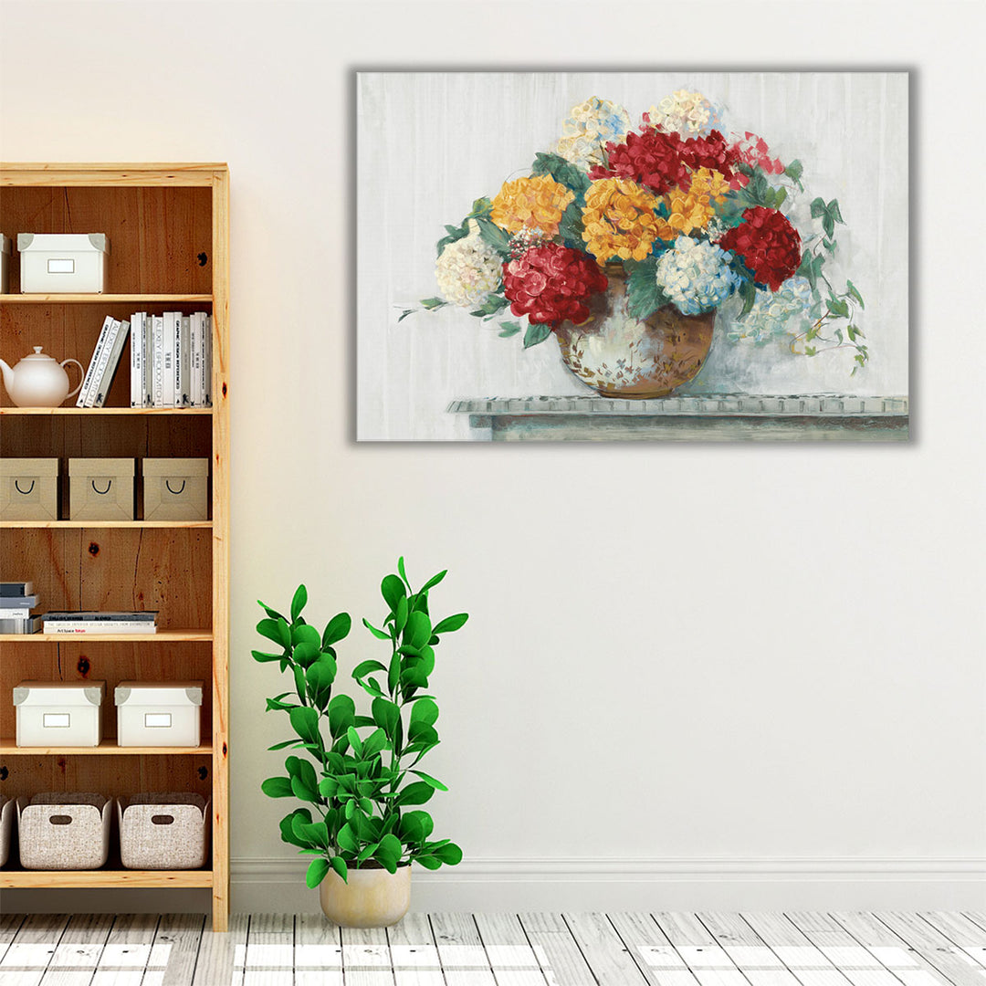 Fall Hydrangea Cottage - Canvas Print Wall Art