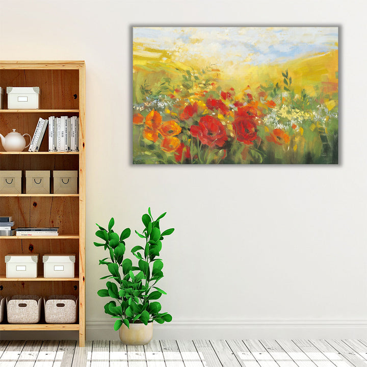 Oriental Poppy Field - Canvas Print Wall Art