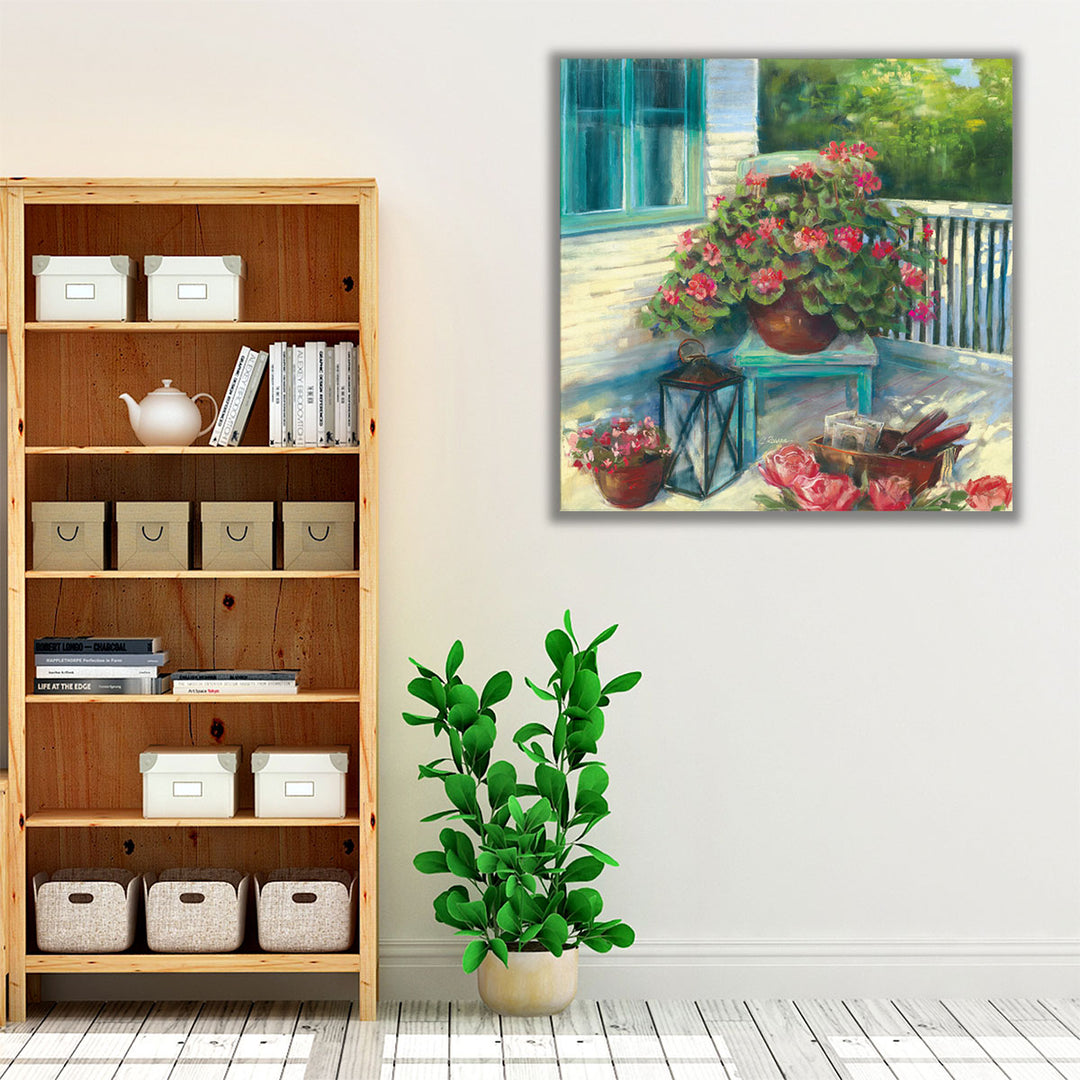 Porch Geraniums - Canvas Print Wall Art