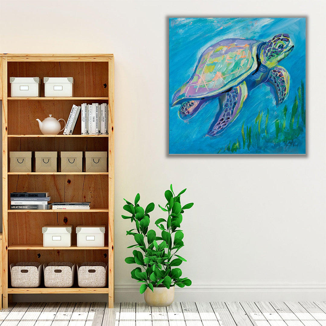 Sea Turtle Swim - Canvas Print Wall Art