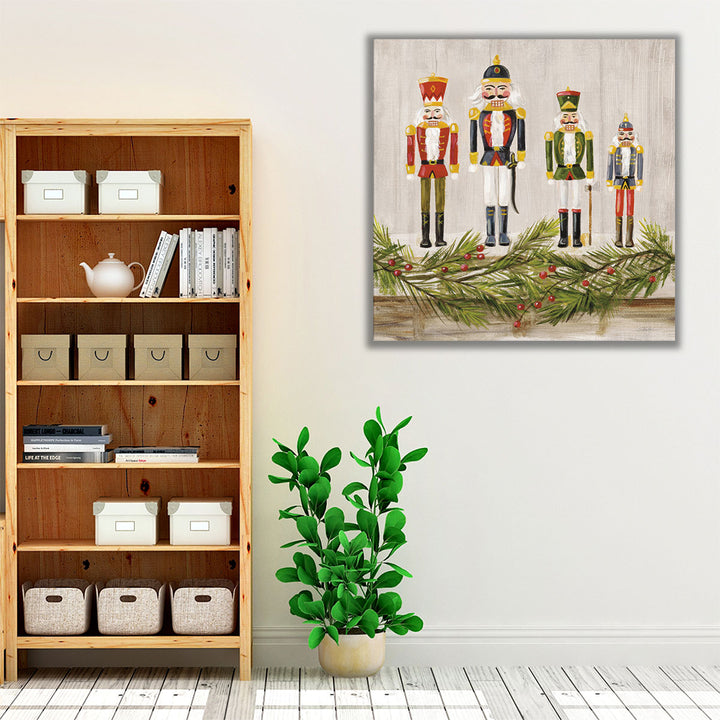 Nutcrackers on a Mantel - Canvas Print Wall Art