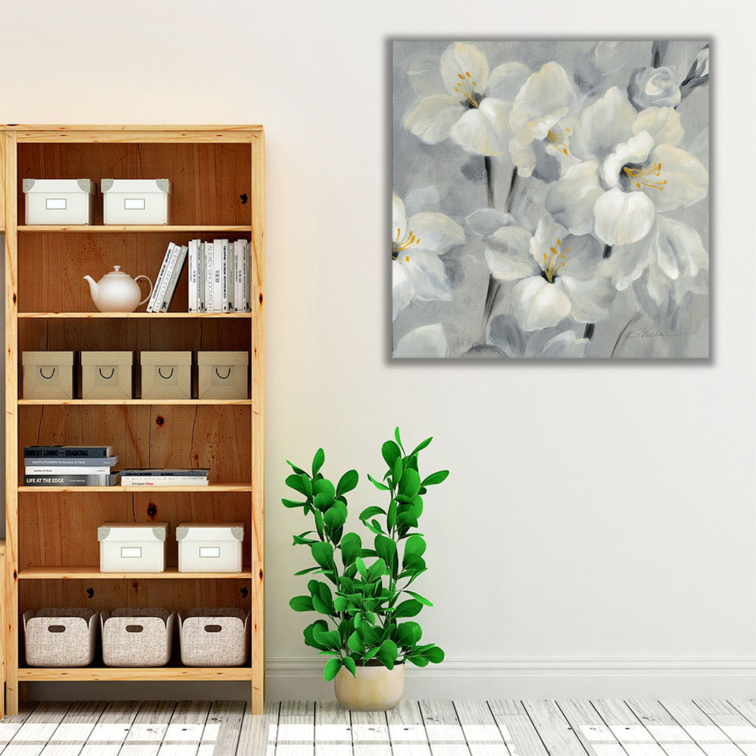 Flowers on Gray II - Canvas Print Wall Art