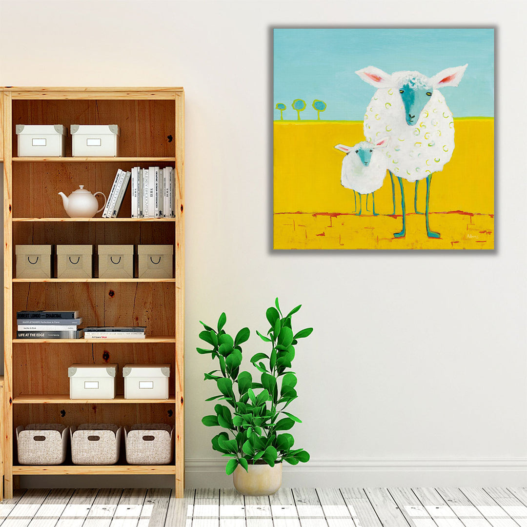 Mama and Baby Sheep - Canvas Print Wall Art