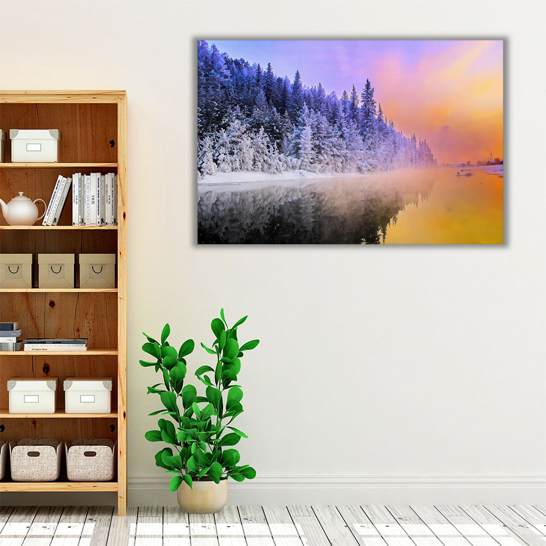 Winter's Dusk Reflections - Canvas Print Wall Art