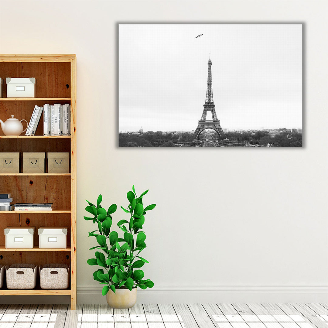 A Birds View of Paris Black and White - Canvas Print Wall Art