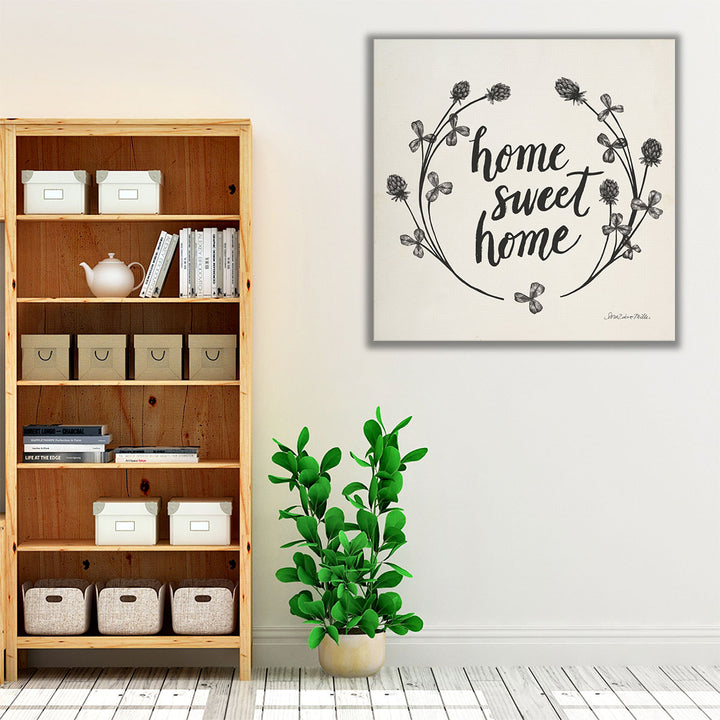 Happy to Bee Home I Black and White - Canvas Print Wall Art