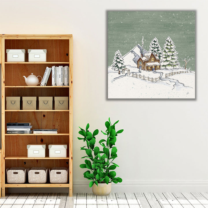 Holiday Toile Cabin - Canvas Print Wall Art