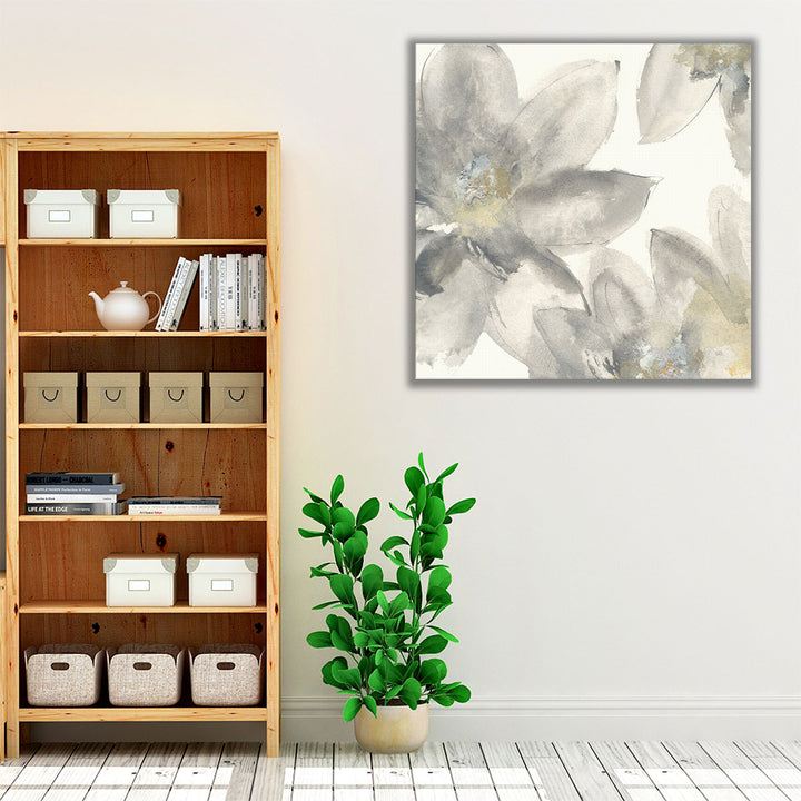 Gray and Silver Flowers I - Canvas Print Wall Art