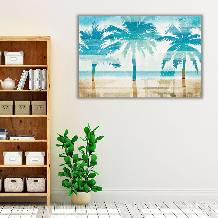 Beachscape Palms with Chair - Canvas Print Wall Art