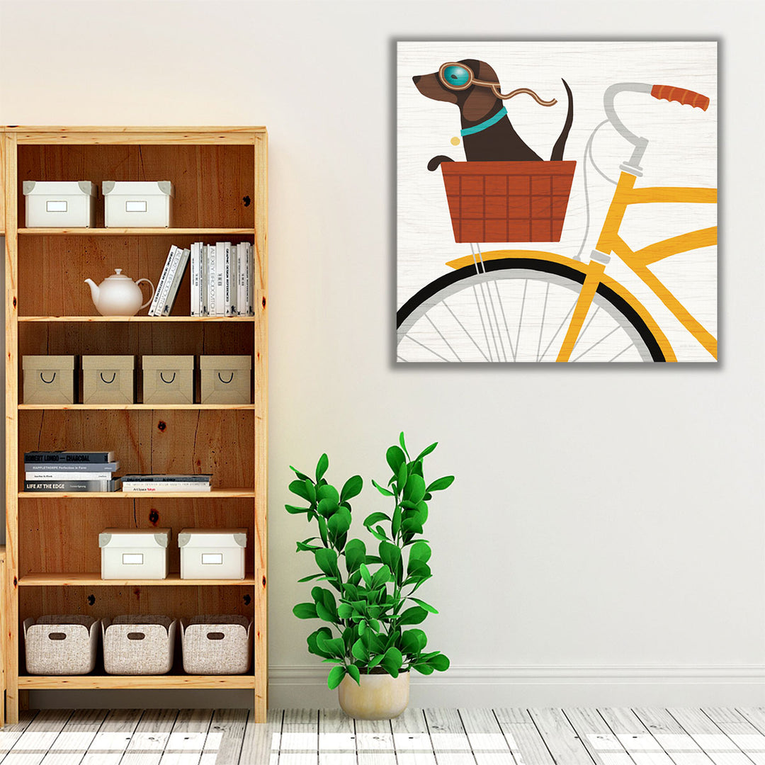 Beach Bums Dachshund Bicycle I - Canvas Print Wall Art