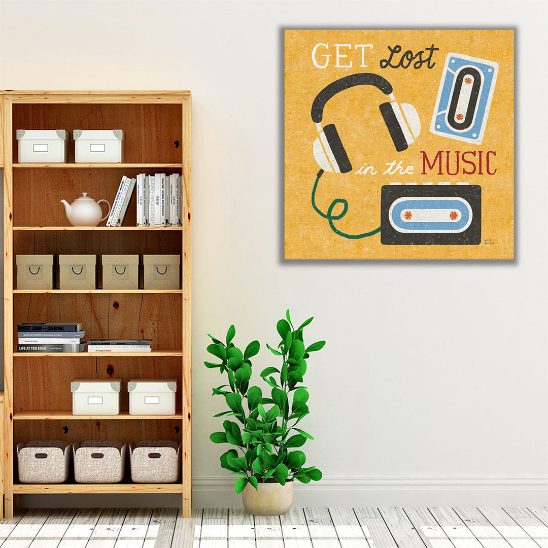 Retro Desktop Headphones - Canvas Print Wall Art