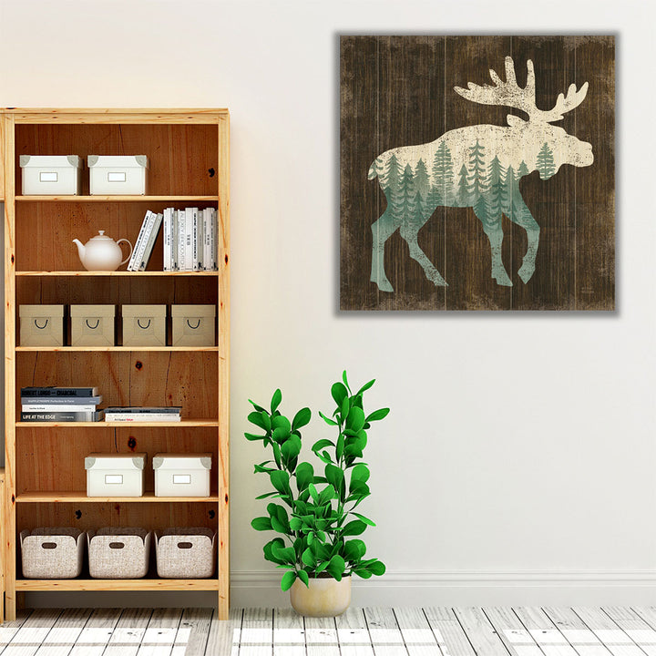 Simple Living Moose Silhouette - Canvas Print Wall Art