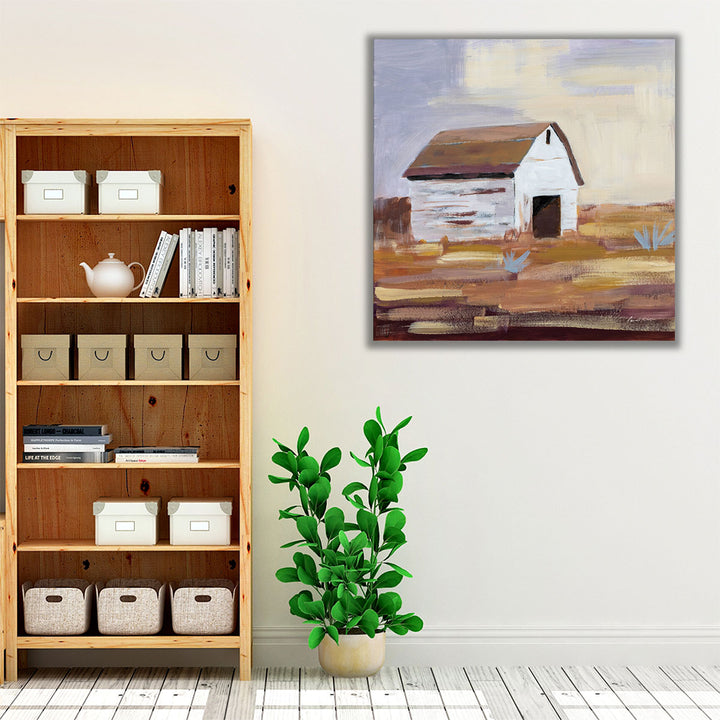 Little White Barn - Canvas Print Wall Art