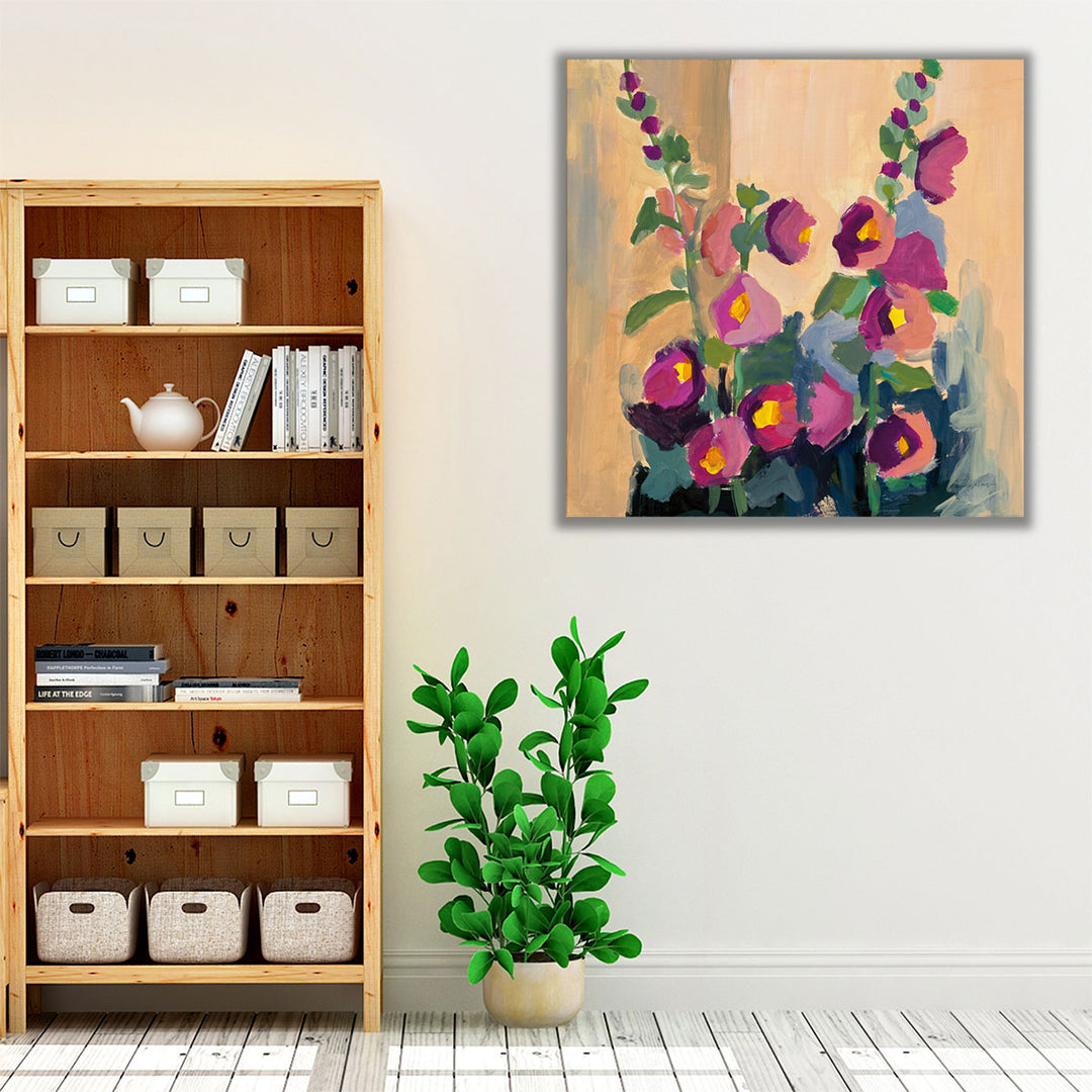 Summer Hollyhocks - Canvas Print Wall Art