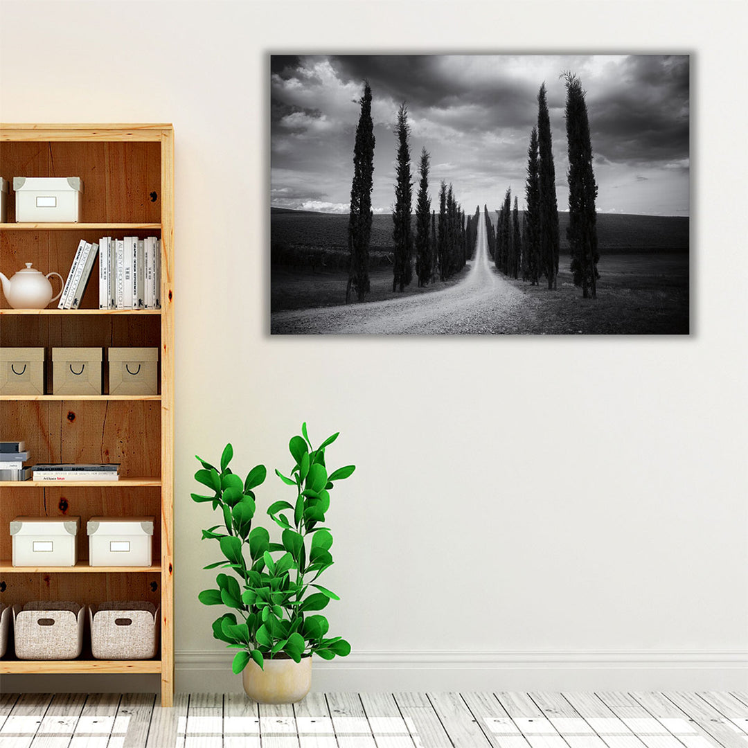 Travelling in Tuscany Black and White - Canvas Print Wall Art