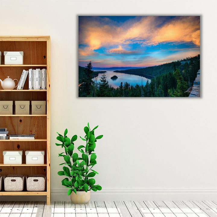 Top View of Lake Tahoe, Sierra Nevada - Canvas Print Wall Art