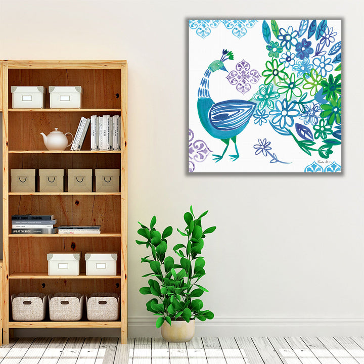 Jewel Peacocks I- Canvas Print Wall Art