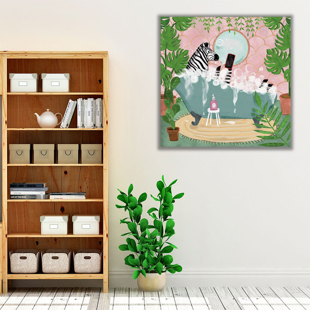 Zebra in Tub - Canvas Print Wall Art